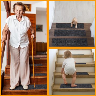 Килимок для сходів Ottomanson Lifesaver, 7 предметів, чорний