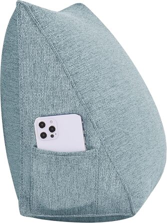 Подушка Johnear Wedge з бічною кишенею трикутна подушка для спини ліжка та дивана, подушка для читання з функцією підтримки, поперекова подушка та подушка для книги (сіра, 45 см)