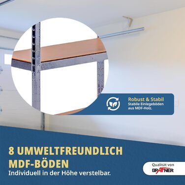 Подвійний надміцний стелаж Grafner, комплект з 2 шт., з 8 полицями МДФ, максимальне навантаження 1400 кг, закруглені кути, 160x160x40 см, безболтовий стелаж Twin Pack, стелаж для зберігання, стелаж для підвалу