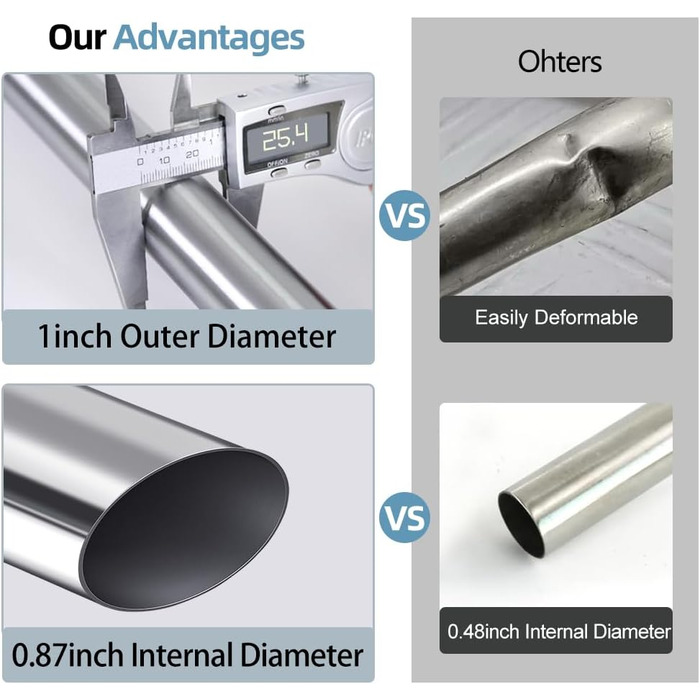 Штанга для одягу Hershii для шафи, натяжна штанга для віконної/душової шторки, свердління не потрібне, телескопічна штанга з нержавіючої сталі, висувна штанга для гардеробу, діаметр трубки 25,4/22,2 мм, 40-60 см, колір слонової кістки, сірий 40-60 см