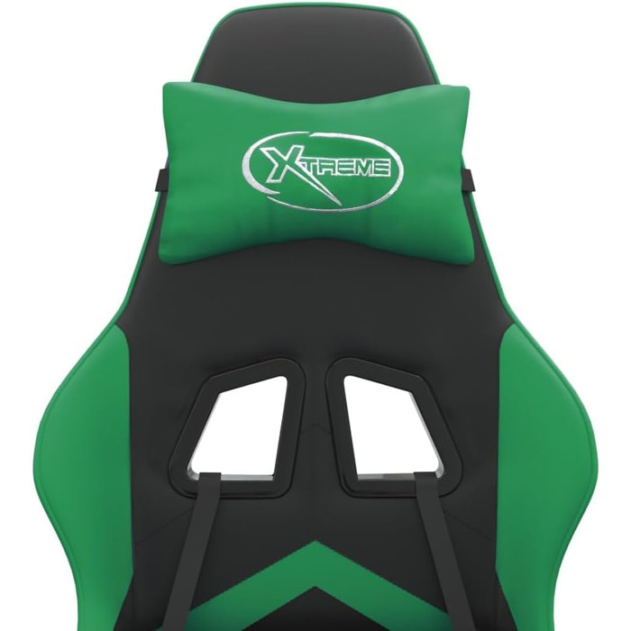 Ігрове крісло, чорне/зелене, регульоване по висоті, 57,5 x 59,5 x 121-131 см, офісне крісло зі штучної шкіри, функція відкидання, поворот на 360, металевий каркас, 57,5 x 59,5 x (121-131) см (Ш x Г x В), зелене