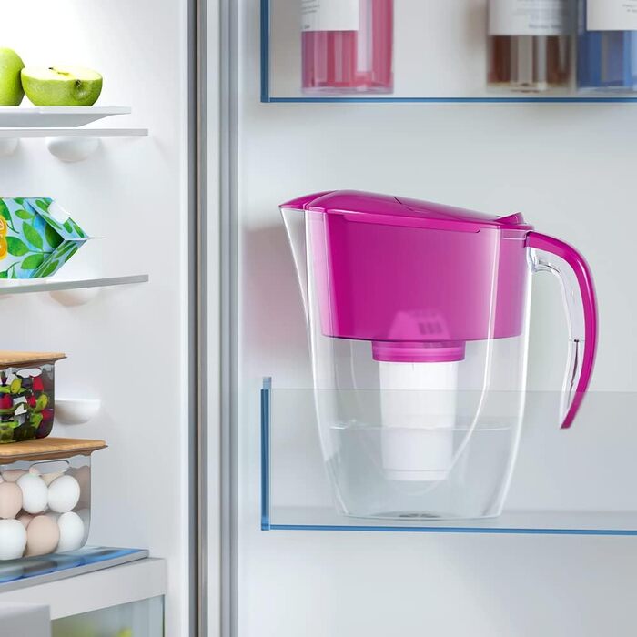 Фільтр для води AQUAPHOR Smile Cyclamen включно з 1 фільтром A5 з магнієм I Зменшує вапняний наліт і хлор I Графин на 2,9 л I Компактний і легкий фільтр для води I Настільний фільтр для води I Розміщується в дверцятах холодильника