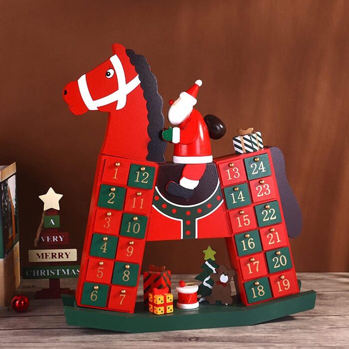 Дерев'яний календар Санта-Клауса на 24 дні Uqezagpa