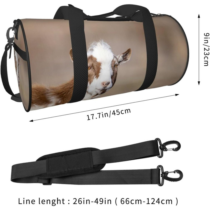 Спортивно-дорожня сумка з козячим мотивом, чорна, універсальний розмір