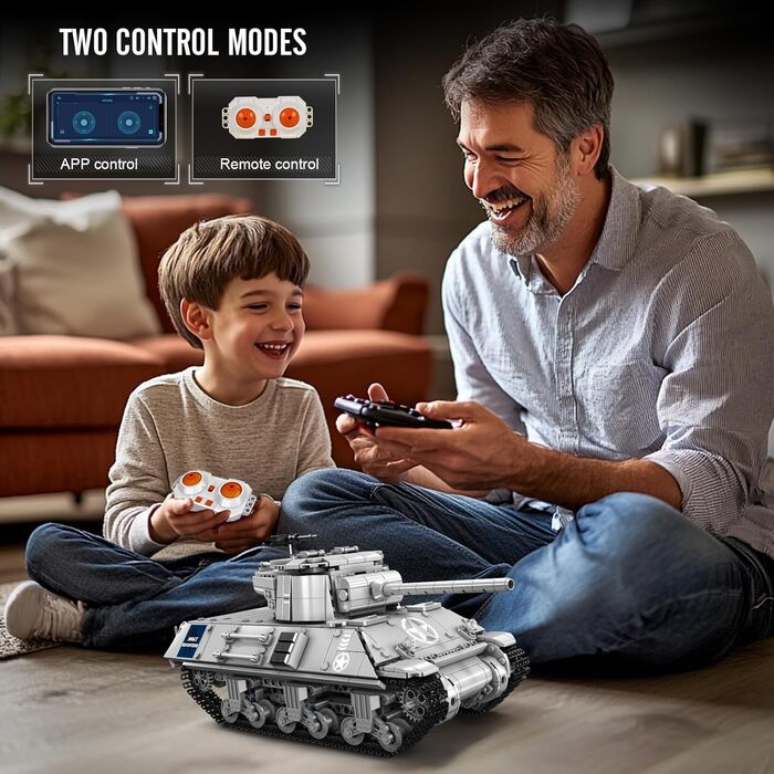 Військовий подарунок для дорослих Набір затискних блоків для танків, 20034 Technic Tank Building Blocks, 1057 Pieces M26 Remoteled