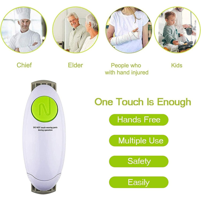 Електричний відкривач для банок Електричний відкривач для скла, ресторанний відкривач для банок, автоматичний відкривач кришки з гладким краєм для приватних осіб, артрит і домогосподарка, відкривачка для пляшок для артритних рук