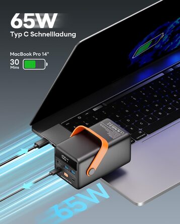 Зовнішній акумулятор Портативний ноутбук Power Bank зі світлодіодним дисплеєм Швидка зарядка, сумісний з iPhone, Samsung, ноутбуком MacBook, iPad тощо, Power Bank для подорожей, кемпінгу, на природі, 50000mAh USB C