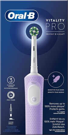 Електрична зубна щітка/електрична зубна щітка Oral-B Vitality Pro, 3 режими чищення зубів для догляду за зубами, подарунок чоловікові/жінці, дизайн коричневого, фіолетово-бузкового