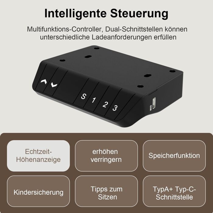 Електричний стіл з регульованою висотою 120 x 60 см, офісний стіл, стіл для роботи стоячи, комп&39ютерний стіл з пам&39яттю положення та технологією запобігання зіткненням, вінтажний стиль, 120 x 60 см