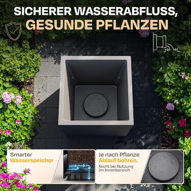 Квітковий горщик Ondis24, Vulkan 40 з резервуаром для води, зимостійкий (антрацит)