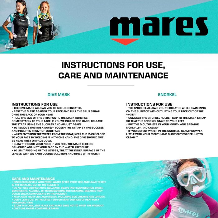 Набір для сноркелінгу Mares Wahoo Neon Combo для дорослих, силіконова маска, напівсуха трубка з клапаном, ідеально підходить для сноркелінгу та підводних досліджень, рожево-білий прозорий