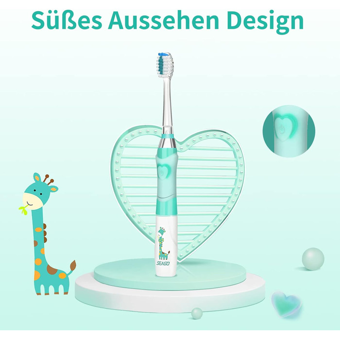 Електрична зубна щітка SEAGO Діти від 3 до 12 років Дитячі зубні щітки з кольоровим світлом Розумний таймер 4 м&39які насадки Водонепроникна дитяча звукова зубна щітка для дівчаток Хлопчики SG-977 (зелена)