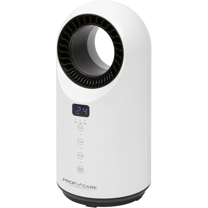 Керамічний нагрівач та настільний вентилятор ProfiCare 2-в-1 Регульований від 15 до 35 C Охолодження Вентилятор Керамічний нагрівальний елемент PTC Міцний вентилятор та нагрівач Пульт дистанційного керування в комплекті PC-HL 3086