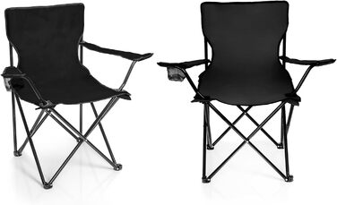 Складаний стілець Кемпінговий стілець Рибальський стілець з тримачем для напоїв та сумкою для перенесення - Складаний рибальський стілець - Складаний стілець Садовий стілець Складаний стілець Крісло для відпочинку Рибальський стілець Складаний Чорний, 2 ш