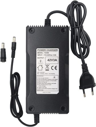 Зарядний кабель для акумуляторів 36 В, 42 В, 3 А, круглий роз&39єм 5,5 мм x 2,1 мм зі штекером 5,5 мм x 2,5 мм. ПРИЗНАЧЕННЯ для заряджання акумуляторів для електровелосипедів, електричних велосипедів, педелеків та електричних велосипедів. ACK4201 C060L100