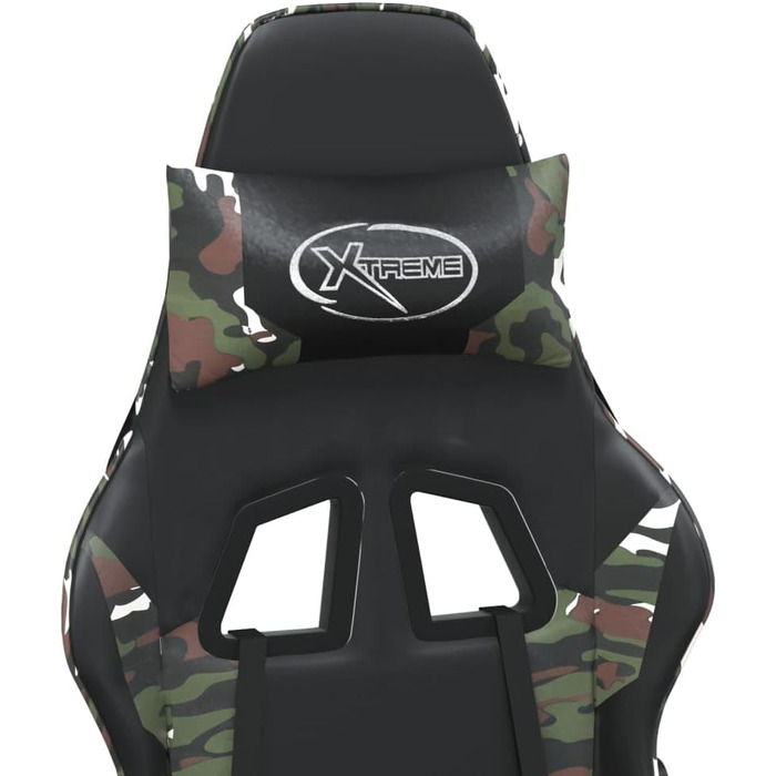 Геймерське крісло чорного кольору з камуфляжною штучною шкірою з регульованою спинкою та висотою, поворотним механізмом на 360 градусів, міцним металевим каркасом, зносостійкою брудовідштовхувальною штучною шкірою