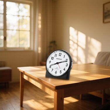 Радіокерований будильник, аналоговий радіокерований будильник без цокання, з нічником та функцією повтору будильника, потрібна 1 батарейка типу АА 1,5 В (не входить до комплекту) (чорний)