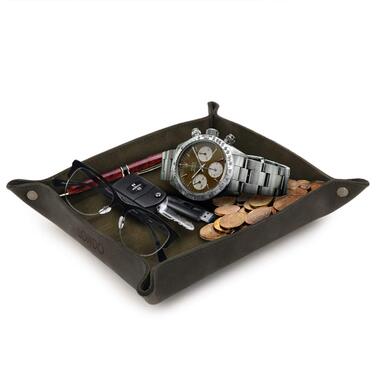 Лондо, шкіряний органайзер для зберігання речей, практична скринька для гаманців, годинників, ключів, монет, мобільних телефонів та канцелярського приладдя, зелений