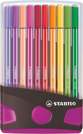 Фломастер преміум класу - STABILO Pen 68 Colorparade - 20 місць в антрацитовому/рожевому кольорі - з 20 різними кольорами Ручка 68 Фіброві ручки 10 упаковка 20 упаковок ColorParade в кольорі антрацит/рожевий Pen 68