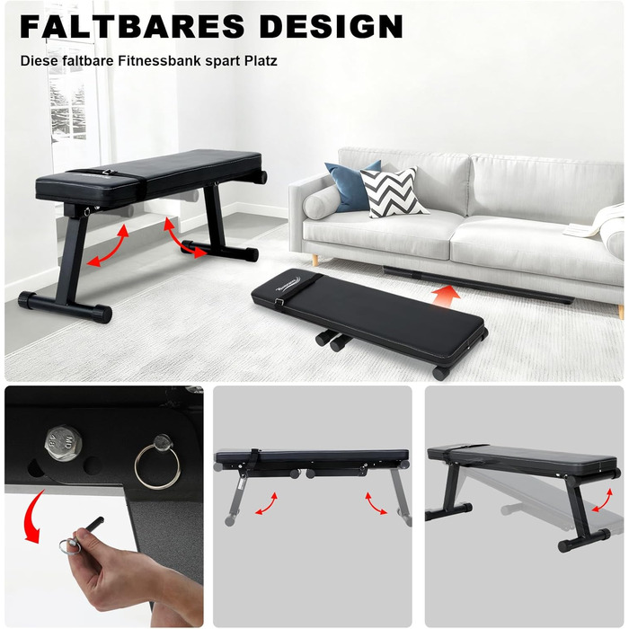 Плоска лава, складна лава для штанги, тренувальна лава, похила лава, лава для жиму лежачи, лава для сидячих пресів для домашнього використання, до 150 кг