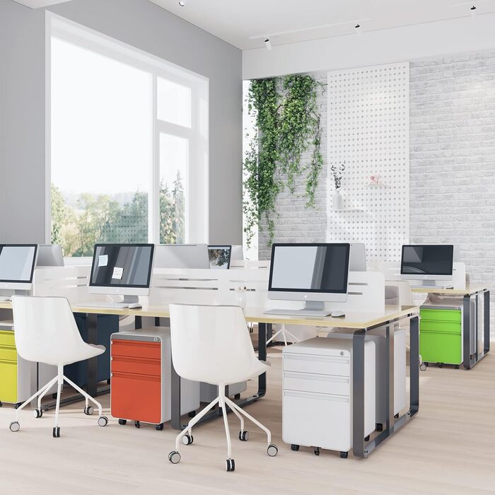 Металевий контейнер на колесах Dripex, сталевий контейнер на колесах з 3 шухлядами та підвісною системою для документів, офісна шафа, що замикається, офісний контейнер, 5 коліс, шафа для документів, 40 x 45 x 60 см, чорний, 40 x 45 x 60 см