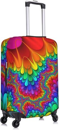 Чохол для валізи Райдужний тай-дай - червоний принт, еластичний захист від подряпин та пилу, чорний, розмір 85