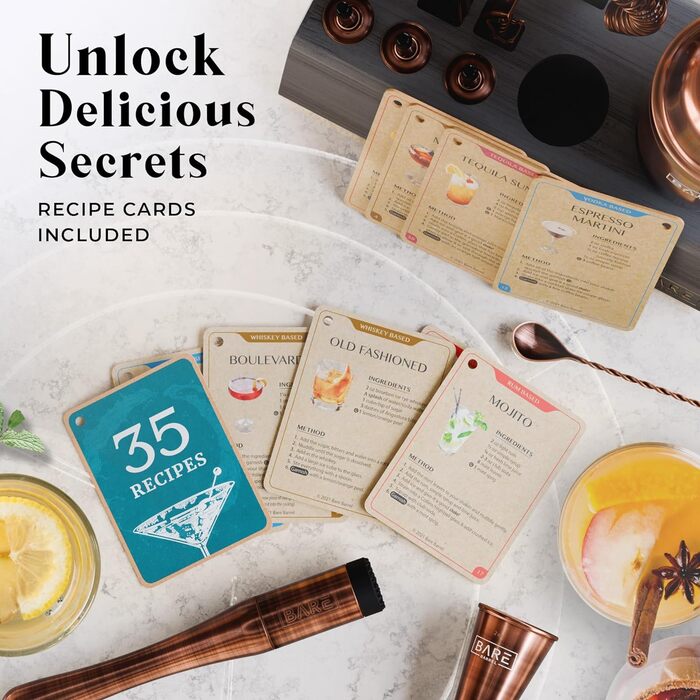 Професійний набір шейкерів для бармена Mixology 14 предметів для коктейлів Martini (витримана мідь)