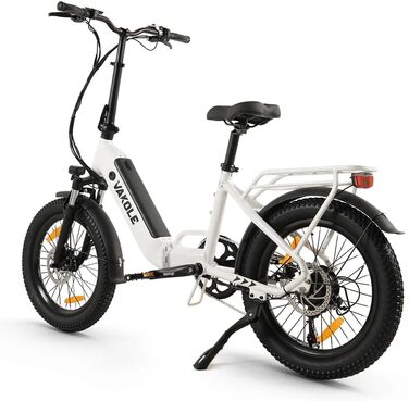 Складаний електровелосипед VT4 20 дюймів з акумулятором 36 В 13 Аг, 20x3,0 дюйми, шини для фетбайка, електровелосипед, що відповідає стандартам ЄС, для чоловіків та жінок, білий