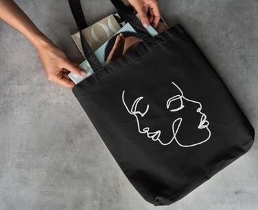 Високоякісна багаторазова бавовняна сумка-шопер для покупок, 100% натуральний льон,  екологічна багаторазова сумка для їжі та повсякденного використання, чорна