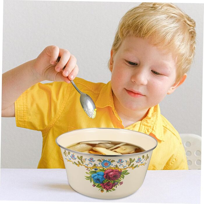 Емальована миска YARNOW, велика скляна миска для змішування, емальовані супові миски, емальовані тарілки, емальована миска, емальовані підноси, біла кругла миска, миска для хліба/фруктів, велика миска, стиль 2