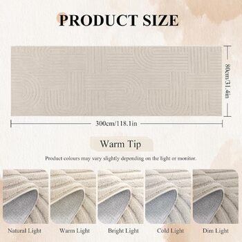 Довга доріжка для коридору, 80x300 см, яку можна прати, нековзка килимова доріжка, килимок для коридору, килимок для кухні, доріжка для входу, спальні, вітальні, коридору, бежевий, 80 x 300 см