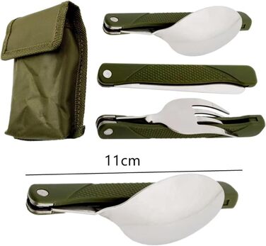 Універсальний набір ножів та виделок з 3 предметів з акриловою ручкою, багаторазовий складний посуд з нержавіючої сталі з ложкою, рюкзак, посуд для дому, активного відпочинку, кемпінгу