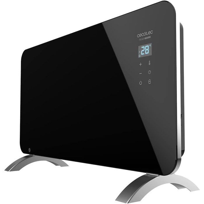 Конвекторний обігрівач Cecotec Ready Warm 6670 Crystal Connection зі скляною стільницею. 1500 Вт, керування Wi-Fi, регульований термостат, таймер, підлогова підставка, підходить для ванних кімнат (IP24), безшумний, чорний.