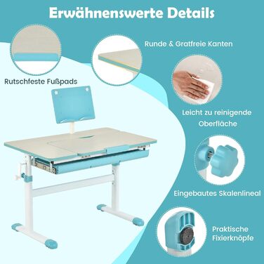 Дитяча парта DREAMADE з регулюванням висоти, шкільна парта з регулюванням нахилу, парта для дітей, парта для підлітків з підставко