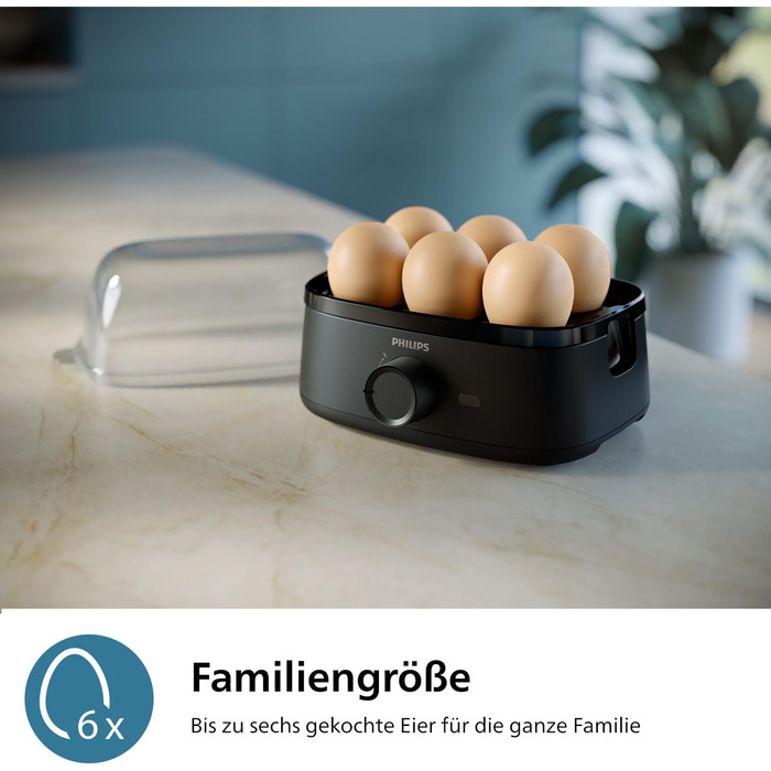 Яйцеварка Philips серії 3000, сімейна, до 6 яєць (м'які, середні, тверді, некруто), легко миється, аксесуари чаша для пашот і прок