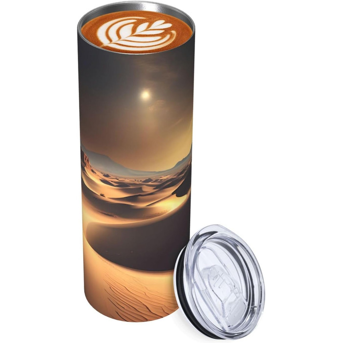 Кухоль з прямою трубочкою, дизайн пустелі Сахара, дорожній кухоль, підходить для кемпінгу, офісу та дому, 590 мл