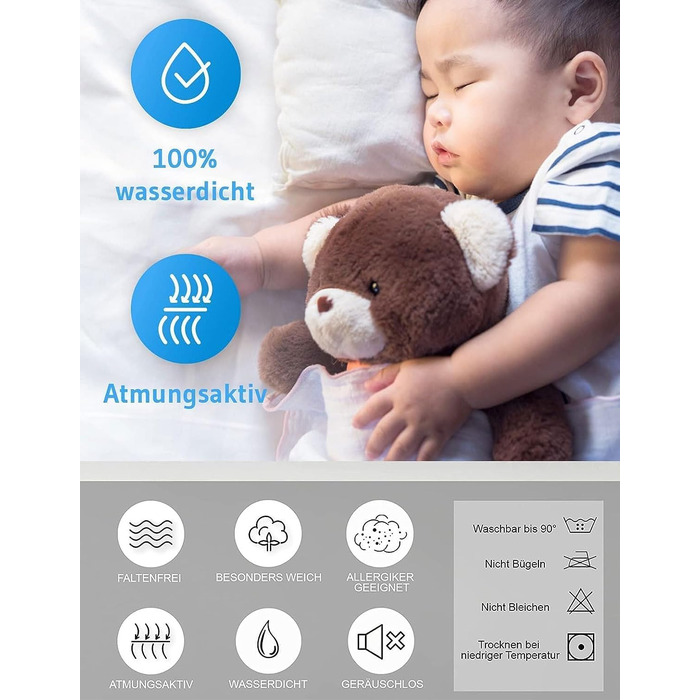 Водонепроникна бавовняна підковдра, підходить для виробів для нетримання, дихаюча та на блискавці, можна прати (синя, 135x200 см)