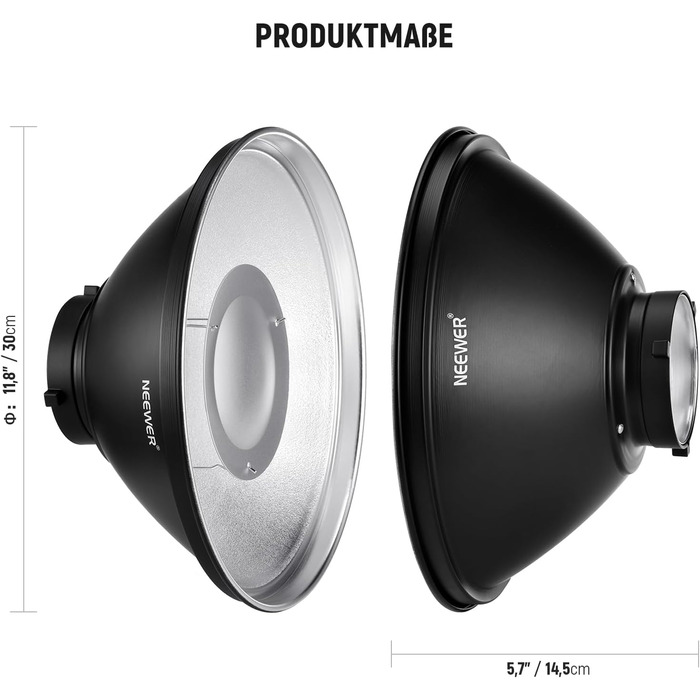 Набір відбивачів NEEWER 30 см Metal Beauty Dish Bowens з білим розсіювачем, стільниковою сіткою для стробоскопічного спалаху Відеосвітло Сумісний з Godox AD600 NEEWER CB60 Q4 Vision 4 Серія S101, LD30