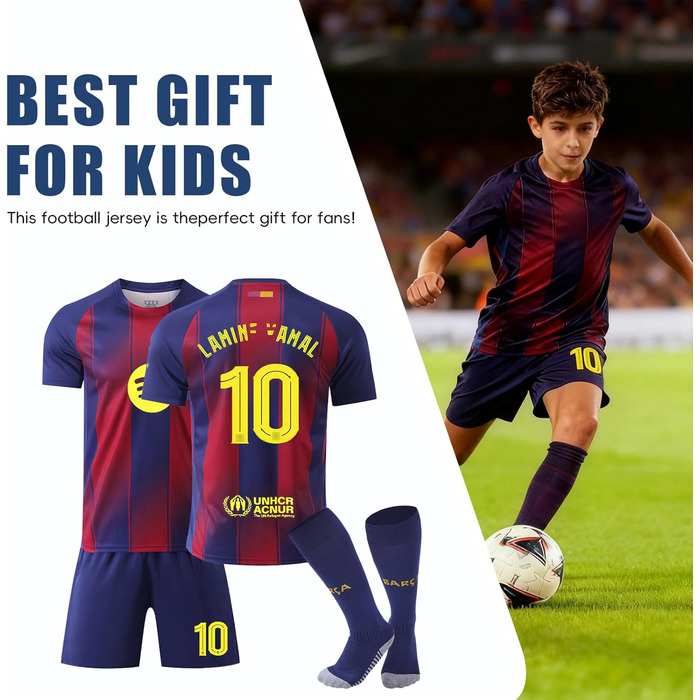 Новий дитячий комплект футбольної майки, тренувальна футбольна майка, домашня/виїзна футбольна майка, футболки для фанатів, швидковисихаюча, дихаюча футбольна майка з щитками для гомілок, 130-140C