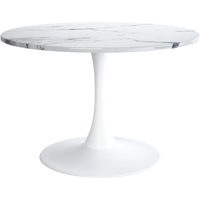 Сучасний круглий обідній стіл, простий обідній стіл для відпочинку, круглий стіл на підставці, бістро-стіл для сніданку на 2-4 особи, журнальний столик, договірний стіл для кухні, їдальні, вітальні та офісу (мармур, 80 см)