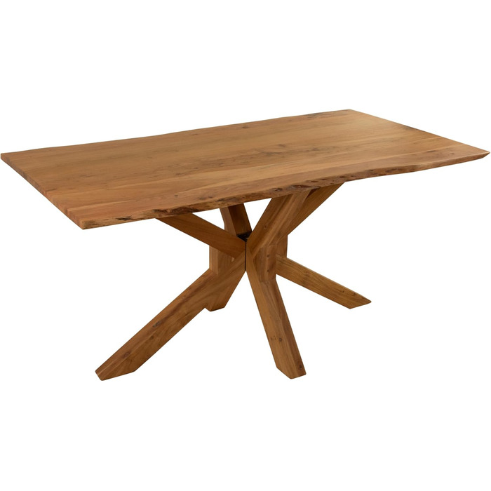 Обідній стіл SAM Prague 140 x 80 см Масив акації Натуральний колір З натуральним краєм Основа з павутини Легкий у догляді обідній стіл/стіл з натуральним краєм/кухонний стіл 140 x 80 см, акація, натуральна