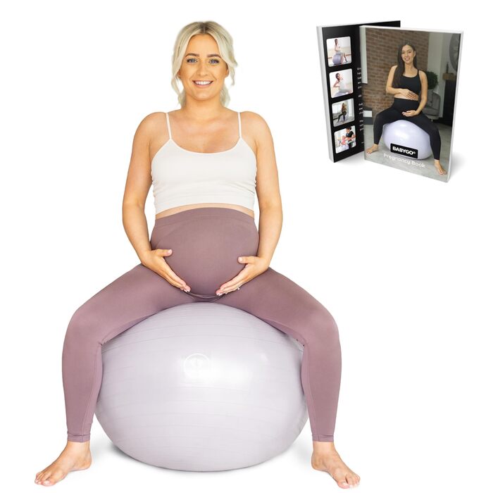 М&39яч для народження BABYGO Набір м&39яча для йоги, роботи та вправ для вагітних, а також книга. Цілі триместру, фізіотерапія вагітності, план пологів та відновлення, включаючи екологічно чисту перлину з захистом від розривів, 65 см 1