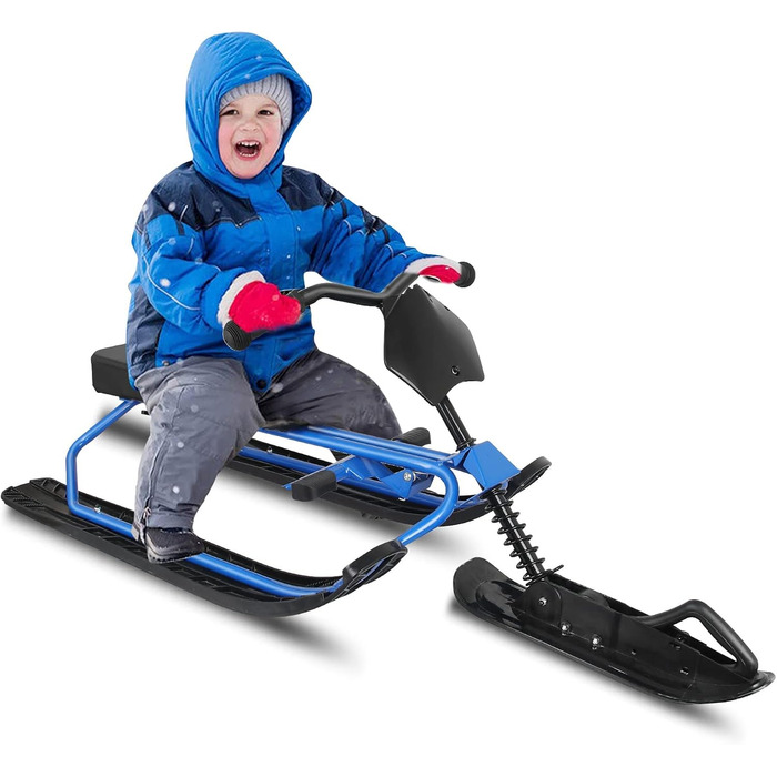 Санки Qdreclod Snowracer з 2-ножним гальмом і кермом Санки дитячі Санки з кермом для дітей Дорослі Лижні санки Санки переносні Сан
