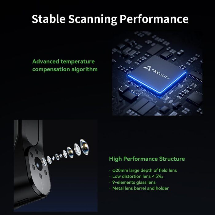 Сканер Creality Raptor, портативний сканер із точністю 0,02 мм, промислове блакитне світло, відстеження анти-тремтіння, швидкість