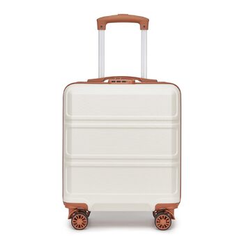 Маленька легка валіза KONO з твердої оболонки 16 дюймів з ABSPC та кодовим замком, ручна поклажа на 4 колесах для Ryanair та easyJet, 45x35x20 см, кремово-білий колір