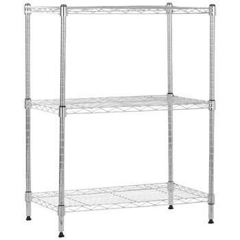 Вузька шафа для зберігання Storeo Basics з 3 полицями, регульованими по висоті полицями та ніжками, максимальна вага 340 кг, хромована, 34 см Г x 58,9 см Ш x 76,2 см В, хромована, 23,3 Д x 13,4 Ш x 30 В, без коліс