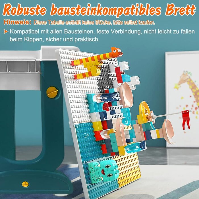Комплект дитячого столу та стільця 5-в-1 дитячий стіл та стілець, ігровий стіл з будівельними блоками та 2 стільцями двостороння стільниця багатофункціональний ігровий стіл із місцем для зберігання навчальних та розвиваючих ігор будівельні блоки 5-в-1, ве
