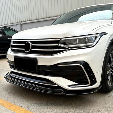 Автомобільний передній губний спойлер для VW Tiguan L Tiguan R Line 2021 2022 2023, Передні бампери Губа Кузов Автозапчастини Автомобільний захист від зіткнень,- Чорний звичайний - Чорний