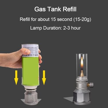 Газовий кемпінговий ліхтар, газові свічки, ліхтар для намету, для походів, з подовжувальною штангою для порожнього бака (газовий ліхтар)