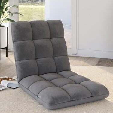 Розкладне підлогове крісло Garance на 15 позицій, велюр, антрацитово-сірий колір